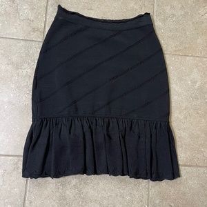 Bebe Black Knit Mini Skirt with Bottom Ruffle  Size Small